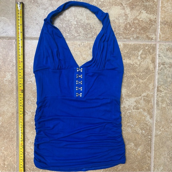 VENUS Tops - VENUS Cobalt Blue Halter Tank with Silver Hook Accents
